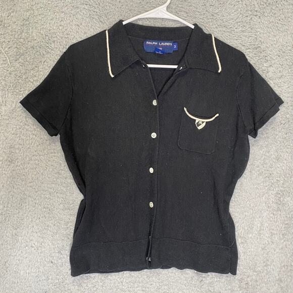 Vintage Ralph Lauren Polo Sport womens cashmere blend short sleeve preppy button - Picture 1 of 9